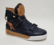 Kustome Collabo Renaissance Blue Leather Luxury Sneaker Collection Mens Size 7