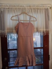 Girls Speechless Kids Dress Sleeveless Mauve Pink Sequence Beaded Straps Sz 16