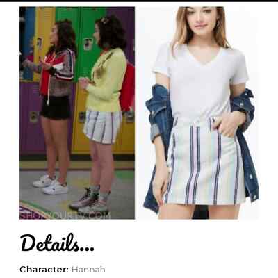 Forever 21 Pastel candy striped mini cotton denim skirt size L pink