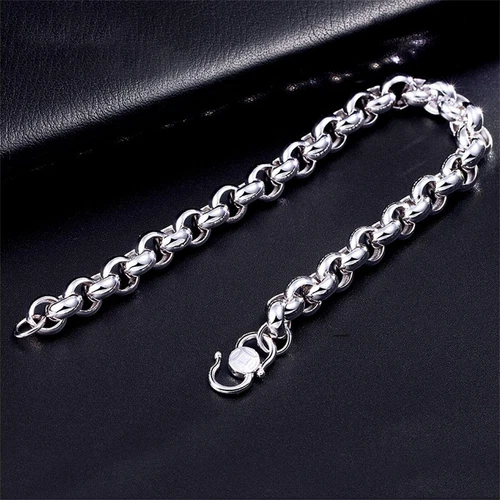 Pure Platinum 950 Chain Men Women 3.4mm Cable Rolo Link Bracelet 7.1g/7.8inch - Picture 3 of 5