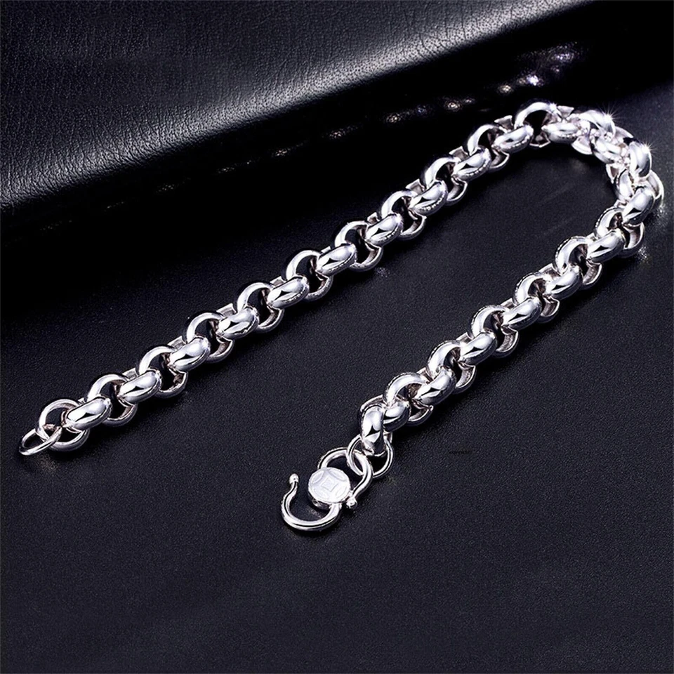 Brazalete de eslabones de cable de platino puro 950 con cadena para hombres y mujeres de 3,4 mm 7,1 g/7,8 pulgadas Foto 2 de 4