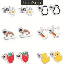 Anti-allergy Hypoallergenic Colorful Cute Style Stud Earrings for Girls