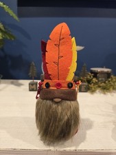 New 9" Orange Red Yellow Brown Native American Thanksgiving Gnome