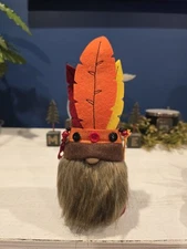 New 9" Orange Red Yellow Brown Native American Thanksgiving Gnome 