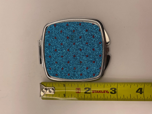 Blue and Red Rhinestone Mirror Compact - Picture 2 of 4