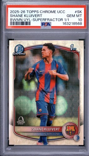 SHANE KLUIVERT 2025-26 BOWMAN CHROME UEFA 1ST ROOKIE SUPERFRACTOR 1/1 PSA 10