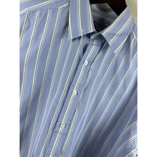 Turnbull Asser Blue Yellow Stripe Button Down Dress Shirt Men's