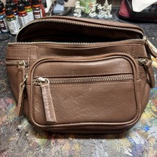 Genuine Leather Fanny Pack Brown Main Zipper Needs Work