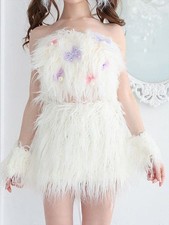 Poodle Cosplay Set 4pcs Fluffy Dog Costume Adjustable Free Size Used Japan