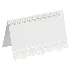 50Pcs Table Place Cards, Laser Cut Lace Flower Cards, White