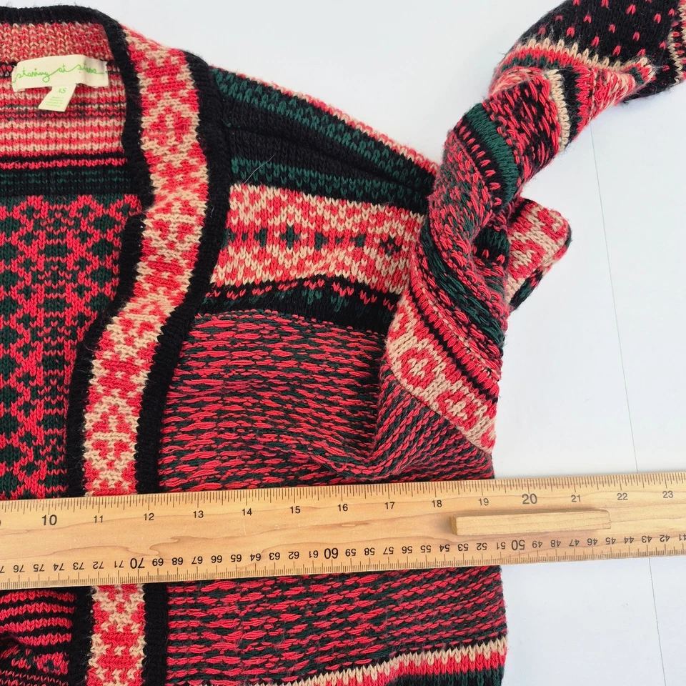 Cárdigan STARING AT STARS XS 6 rojo negro tejido acrílico de longitud media para mujer Foto 4 de 4