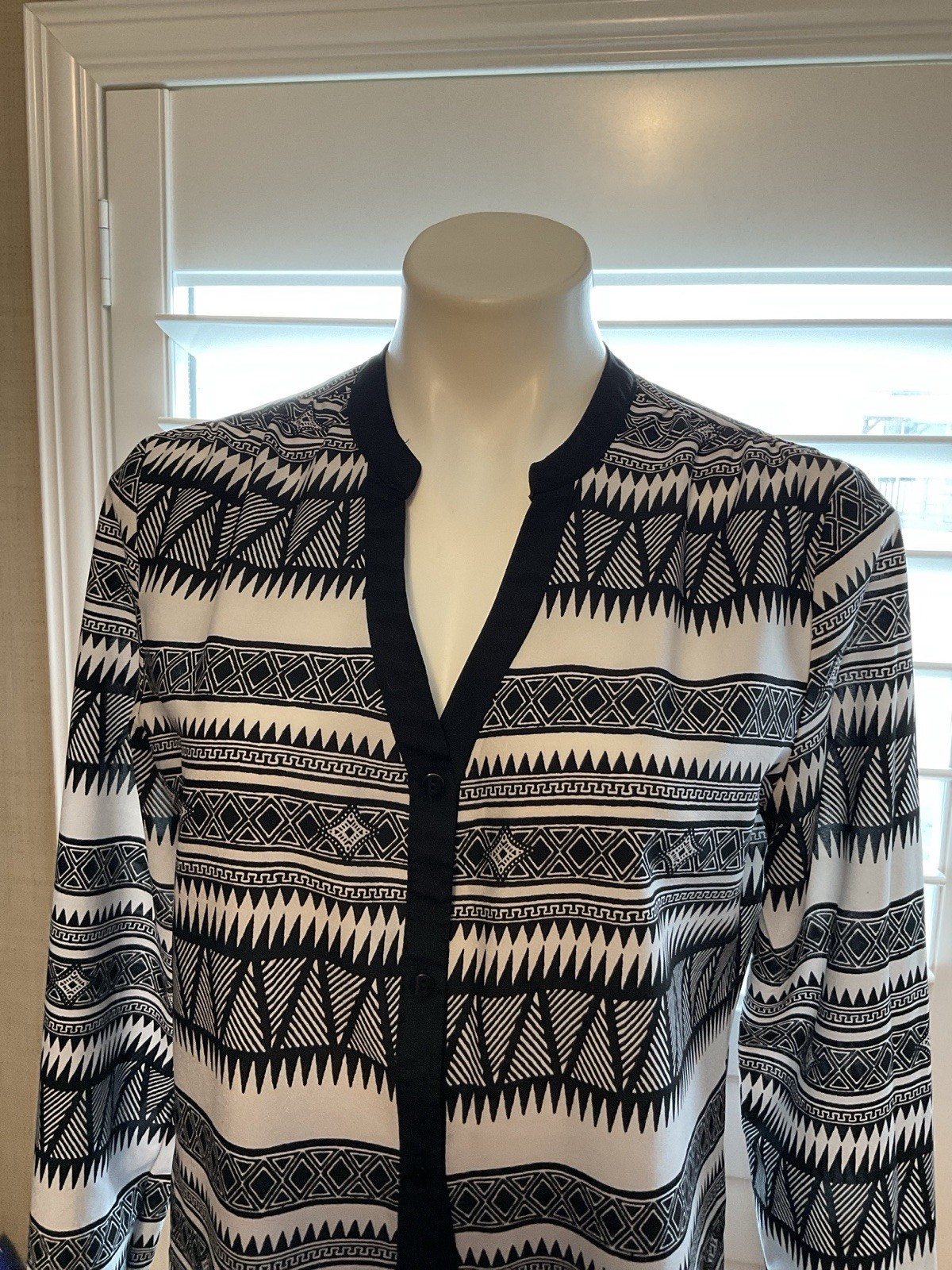 Milano Black And White Patterned Button Down Shirt - image 2