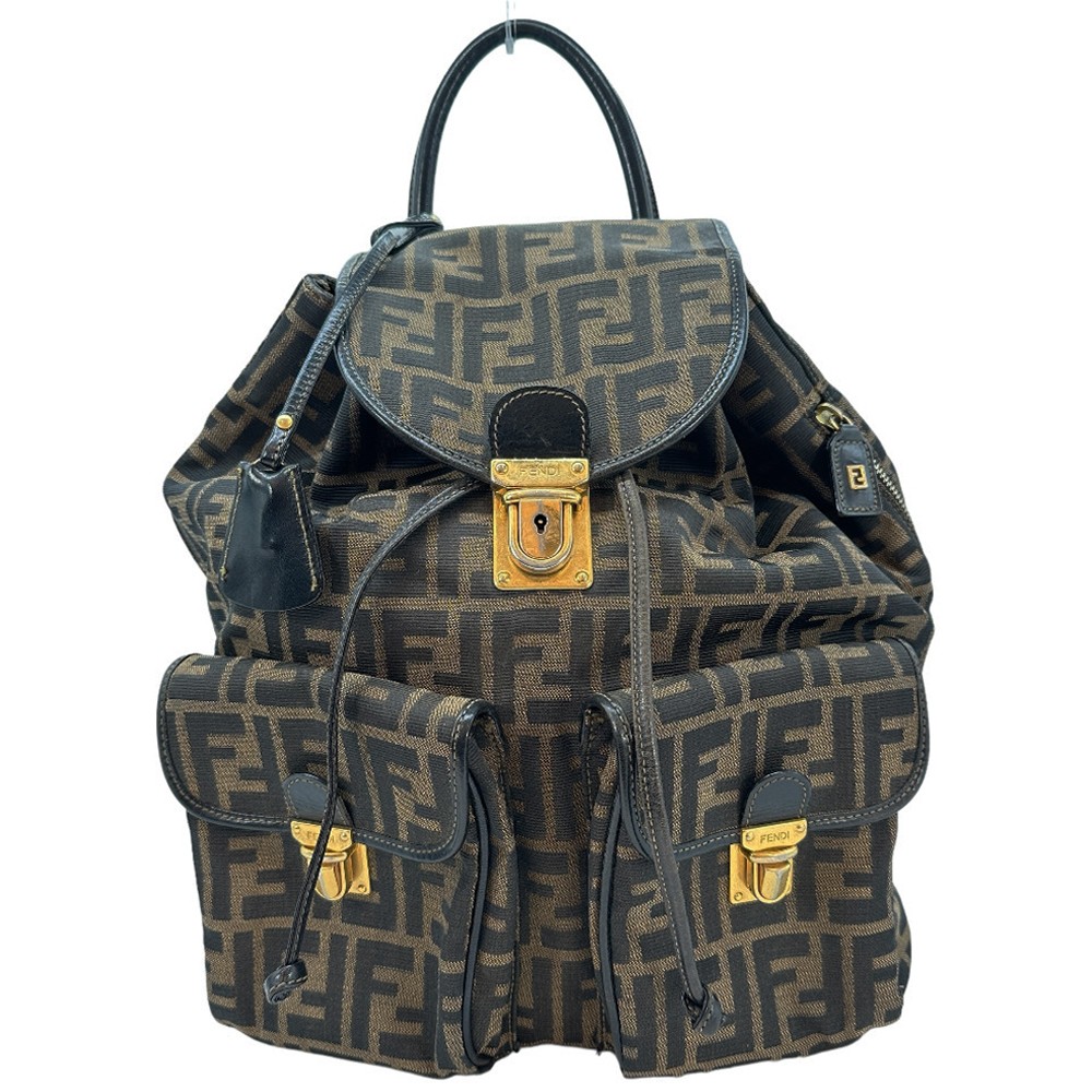 バックパック・リュック × ヴィンテージ(中古) Fendi Zaino Logo Print Medium Nero FENDI Backpack Daypack Zucca Pattern canvas/leather Women | eBay