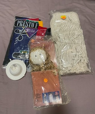 Vintage NOS Stoffpuppe Moppkopf Kunst Bastelbedarf Hüte