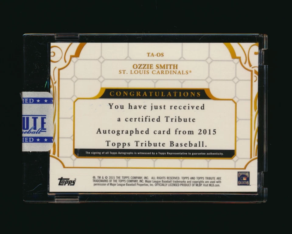 2015 Topps Tribute Ozzie Smith AUTO Autograph Cardinals HOF #D 12/75 *2203 - Image 2 of 2