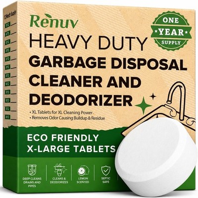 Renuv  Garbage Disposal Cleaner and Deodorizer Tablets Drain Freshener, Foa