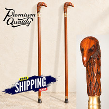 Handmade Wooden Walking Stick Hand Carved Eagle Head Walking Cane - Grandpa Gift