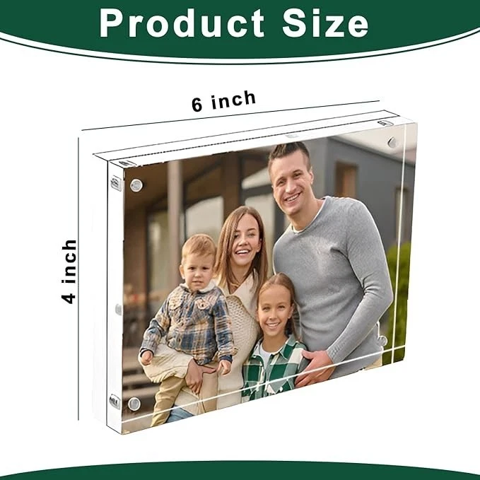 2 pack 4x6  Acrylic Photo Frame, Free Standing Magnetic picture frame , double  - Image 4 of 4