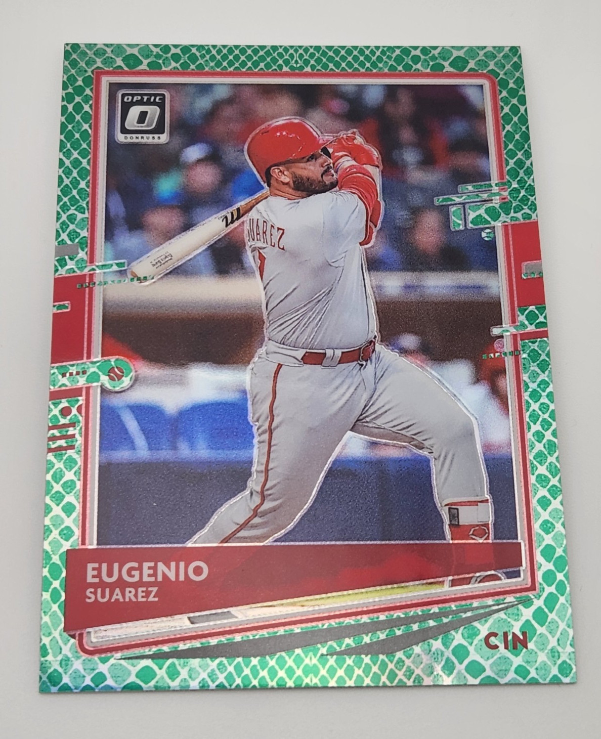 Eugenio Suarez 2020 Panini Donruss Optic Green Dragon Prizm /84 #139