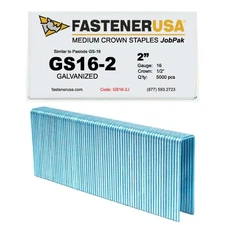 2" LEG x 1/2" CROWN 16GA GALV GS-16 STAPLES 5,000ct | GS16-2J