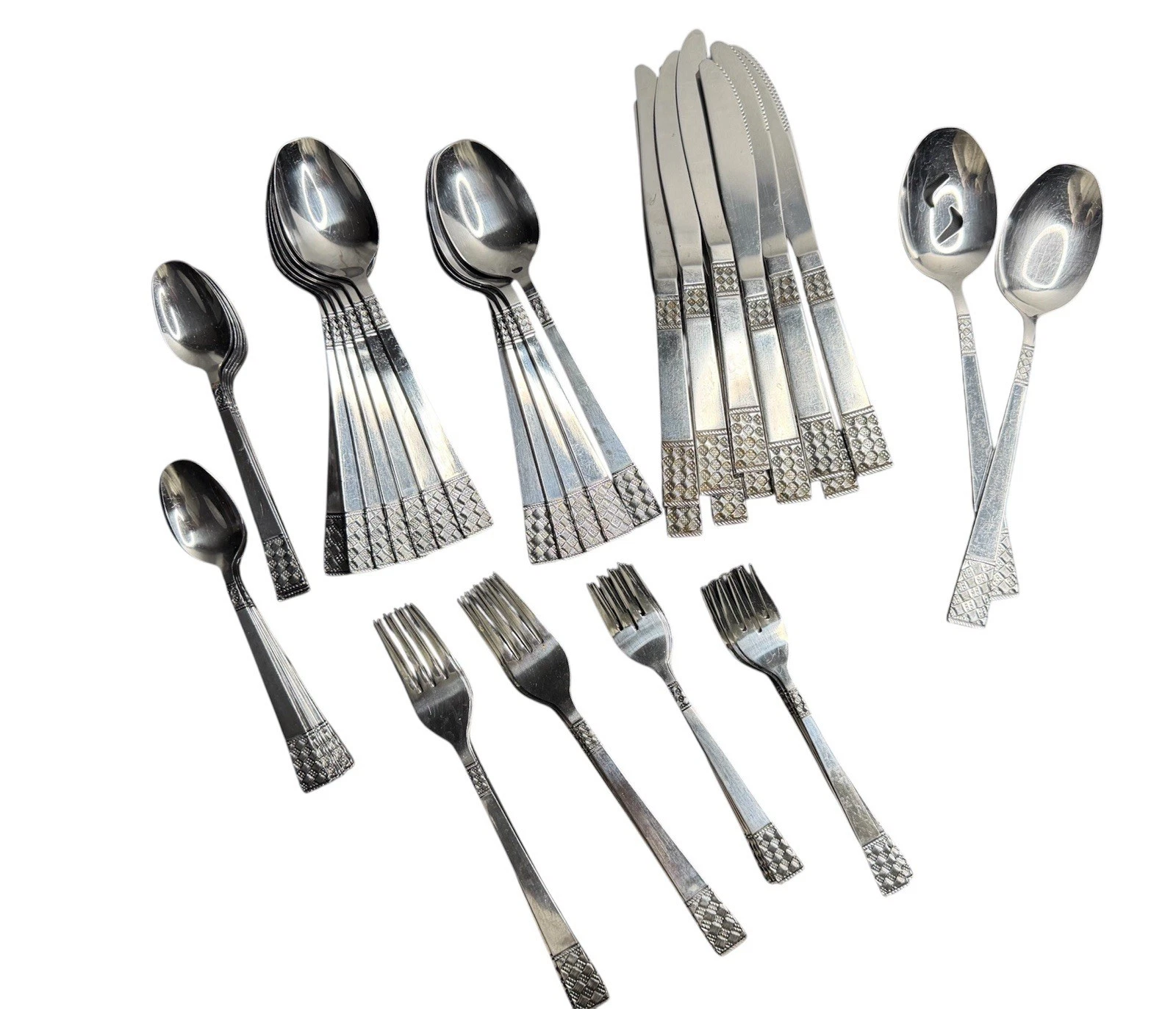 Towle Supreme Stainless Japan TWS127 Basketweave Mix Flatware Set Serves 12