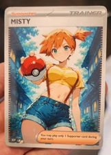 Misty - Pokemon - Waifu - Goddess - DIY - Full Art - Glossy - Trainer Card