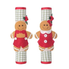 Gingerbread Man Refrigerator Door Handle Covers Set of 2, Gingerbread Girl A