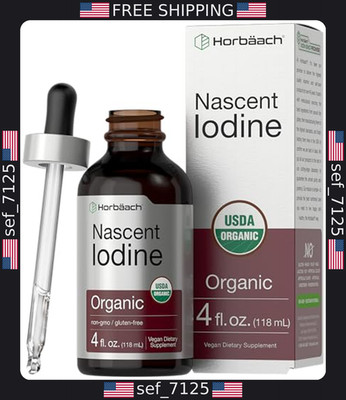 Horbaach Nascent Iodine Drops | 4 Oz Organic Liquid Supplement - Vegan & Non-GMO