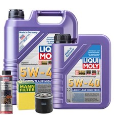 Motoröl 5W40 LIQUI MOLY High Tech 6L +MANN Ölfilter +Ölschlammspülung