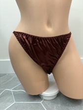 NEW Liquid Satin Panty String Brief Second Skin Brown XL NWOT