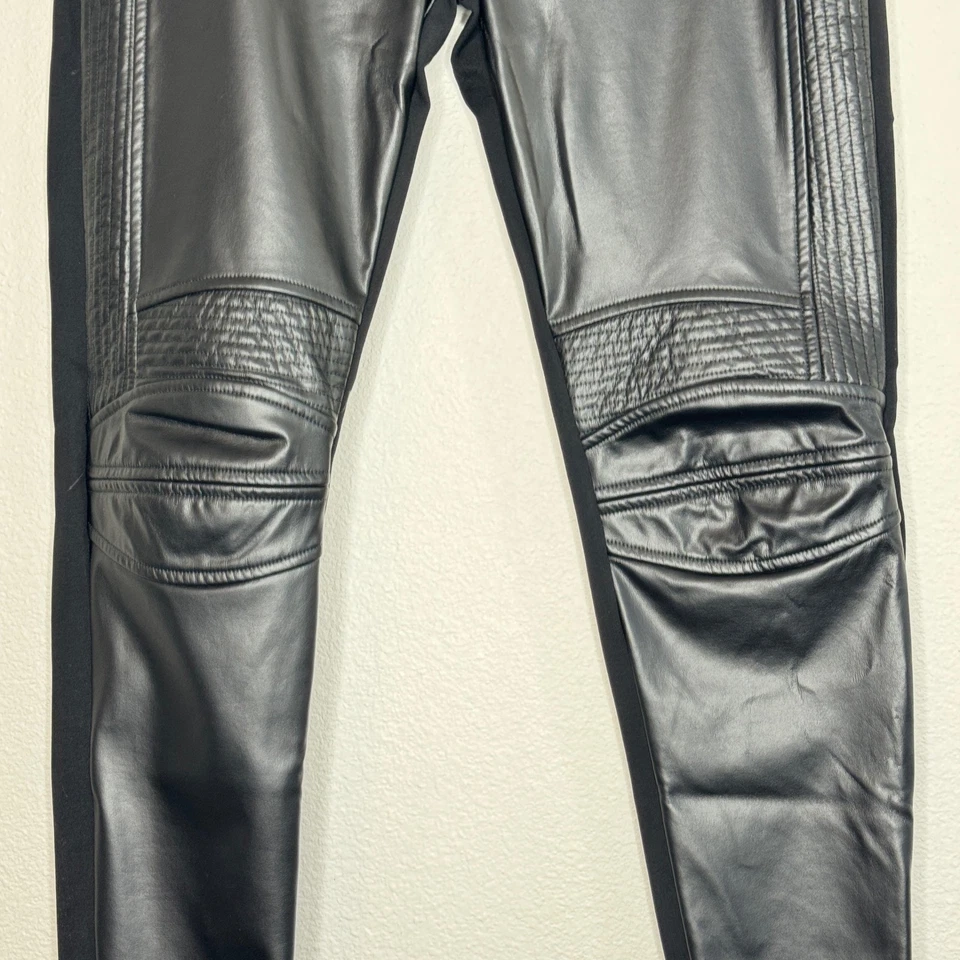 Legging DENIM & SUPPLY Ralph Lauren Mixed Media MED Negro Imitación Cuero Moto Gótico Foto 4 de 4