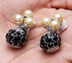 QVC Isaac Mizrahi Live Silvertone Sparkling Pave & Simulated Pearl Earrings — photo 1