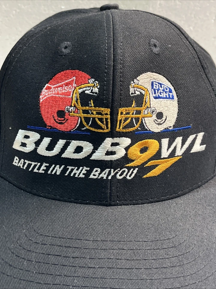 Bud Bowl Battle in the Bayou Vintage Snapback Hat 90s Budweiser Bud Light Promo - Image 2 of 4
