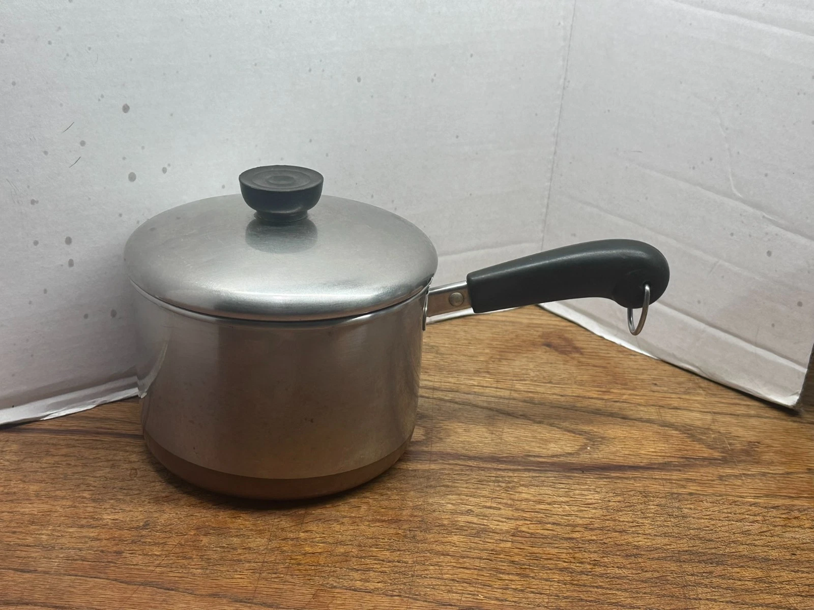 VTG Revere Ware 1801 2 Qt Copper Bottom Stainless Saucepan w/Lid