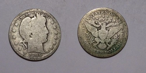 SILVER! SILVER! SILVER! 1899 BARBER SILVER QUARTER VERY GOOD CONDITION #526-17