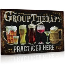 Funny Group Therapy Vintage Man Cave Tin Metal Signs Home D cor 12x8