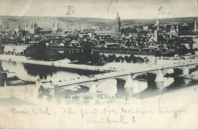 #ad Germany 1898 AK Gruss aus Wurzburg Ansichtskarte Postcard $18.99