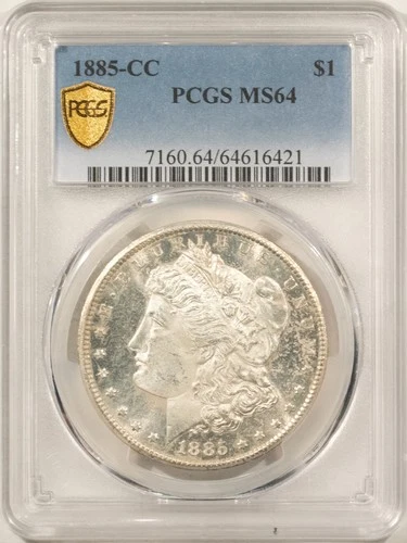 1885-CC $1 MORGAN DOLLAR - PCGS MS-64 BLAST WHITE, LOOKS PROOFLIKE, CARSON CITY!