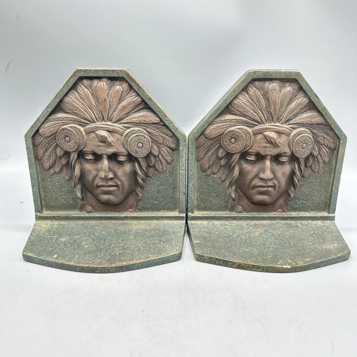 American Indian Bookends In Antique Metalware for sale | eBay