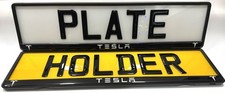 1 x Tesla badge 3D Gloss Gel - Quick Release - Number Plate Holder