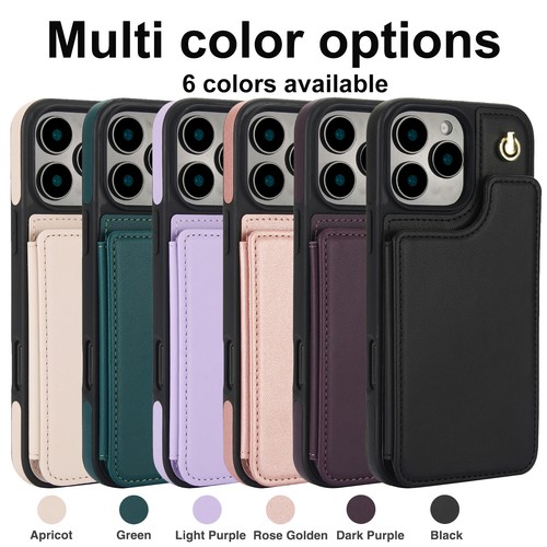 Leder Geldbörse Crossbody Handy Hülle für iPhone 16 Pro Max/16E/15/14/13/12/11/X - Bild 2 von 59