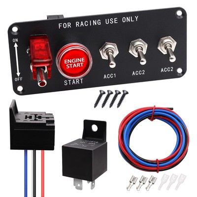 5 in 1 Ignition Switch Panel DC 12V Toggle Switch Push Start Ignition Switch ...