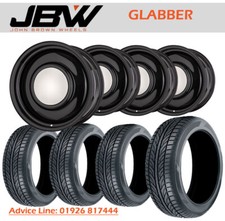 8"x18" JBW GLABER GLOSS BLACK STEEL WHEELS+TYRES FITS VW TRANSPORTER T4 (x4)