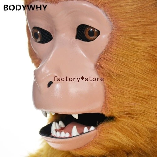 Disfraz de Mono Marrón Mascota Puede Mover Boca Cabeza Traje Traje Halloween Juegos con disfraces Foto 2 de 4