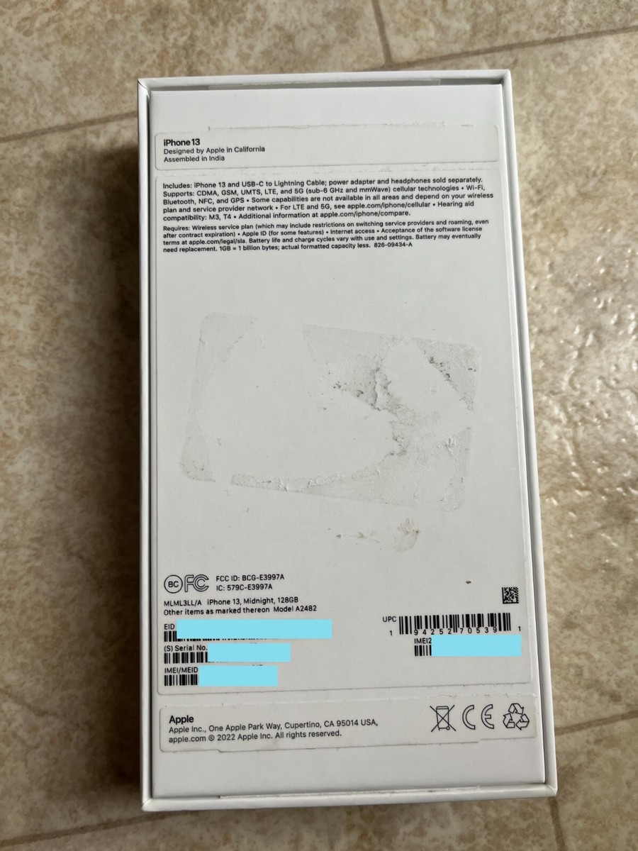 iPhone13本体＋箱 ⭐BOX ONLY⭐ iPhone 13 A2482 Midnight 128GB Box with