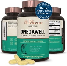 OmegaWell Omega 3 Fish Oil - 2000mg : Maximum Heart, Brain,  Joint Support