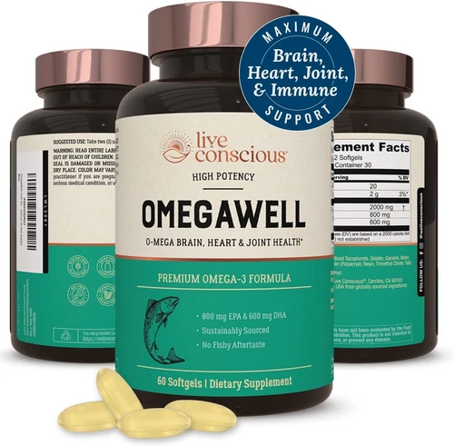 OmegaWell Omega 3 Fish Oil - 2000mg : Maximum Heart, Brain, & Joint Support