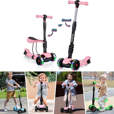 MARKENLOS 3-in-1 Kinder Roller Scooter Kinderroller Verstellbare LED Räder Tretroller