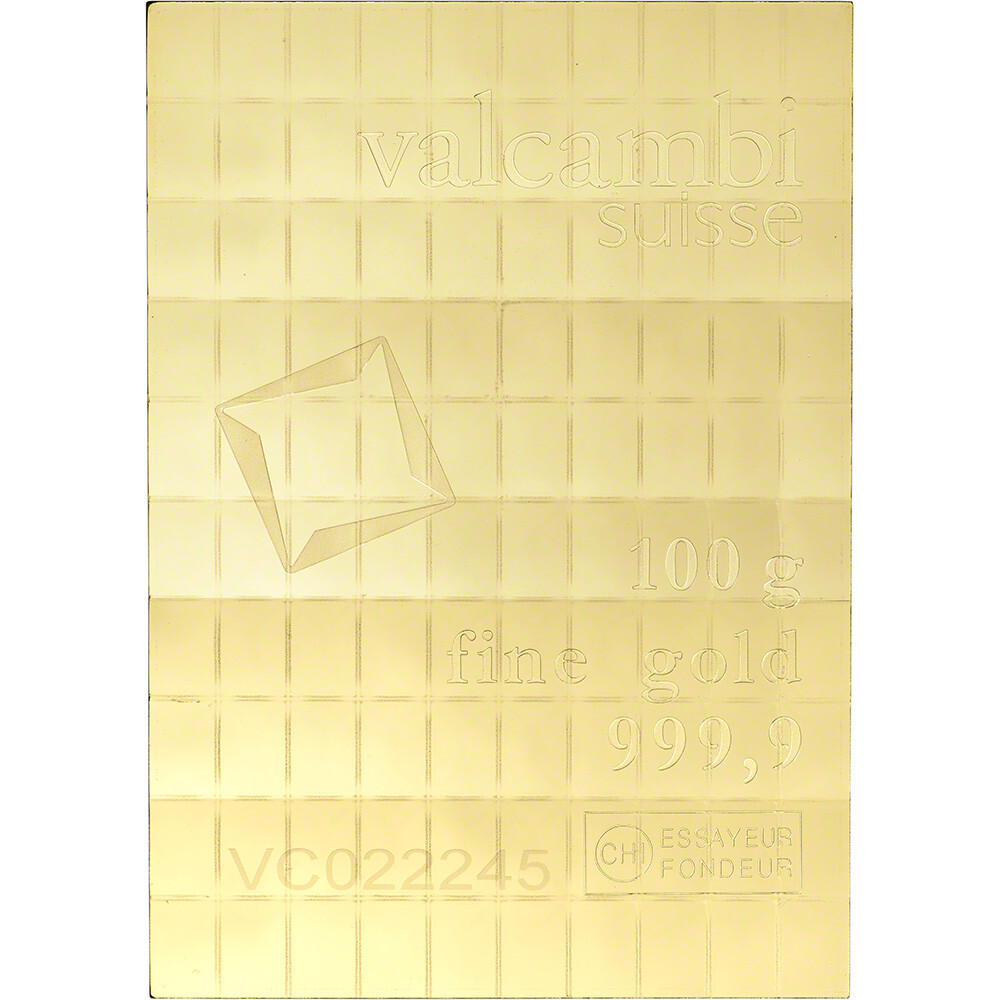Valcambi Suisse 100 x 1 Gram Gold CombiBar (3.215 oz) with
