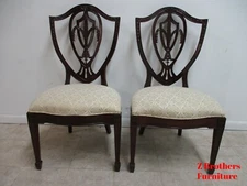 Pair Drexel Mahogany Chippendale Shield Back Dining Side Chairs  C